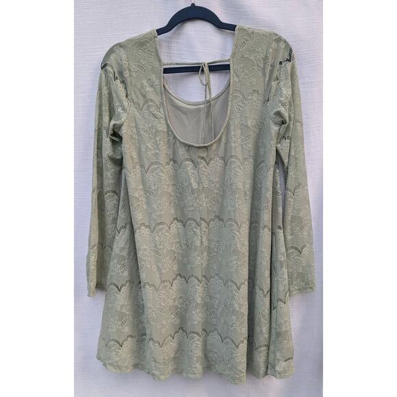 Altar’d State Women’s Sage Green Lace Mini Dress Medium Boho Fairy Whimsical - Picture 3 of 6